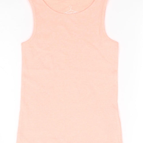 NEXT Girls Pink  Cotton Basic Tank Size 7 Years Round Neck