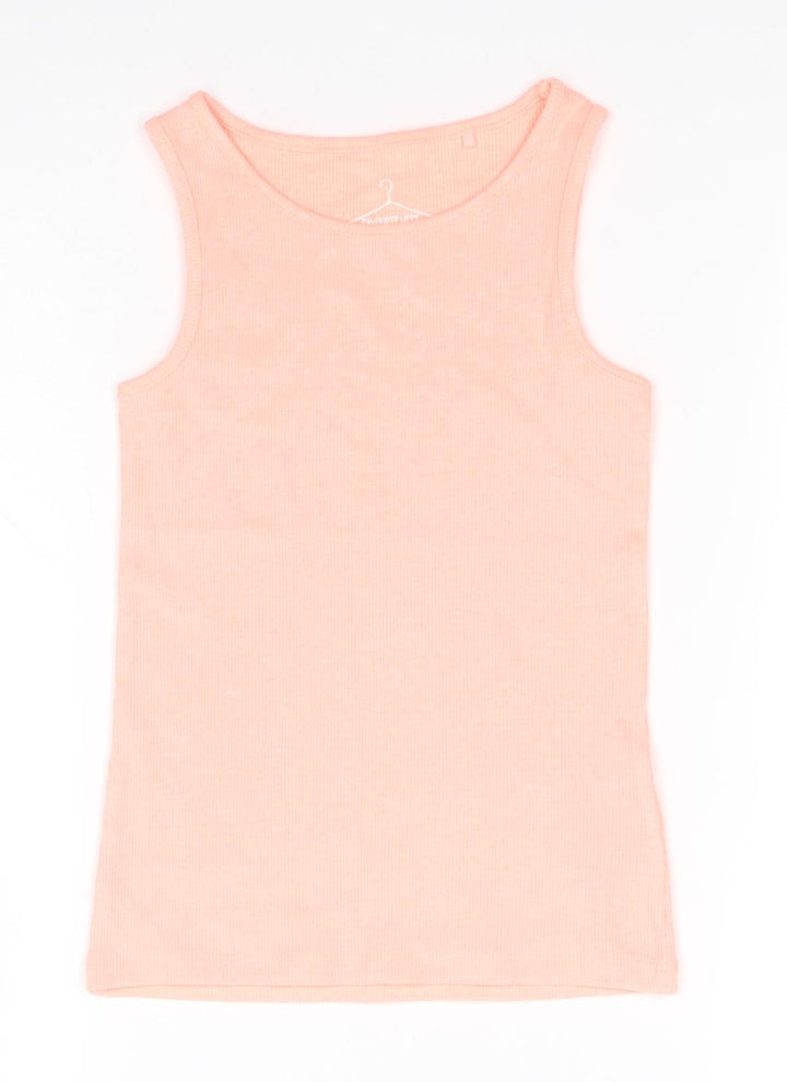 NEXT Girls Pink  Cotton Basic Tank Size 7 Years Round Neck
