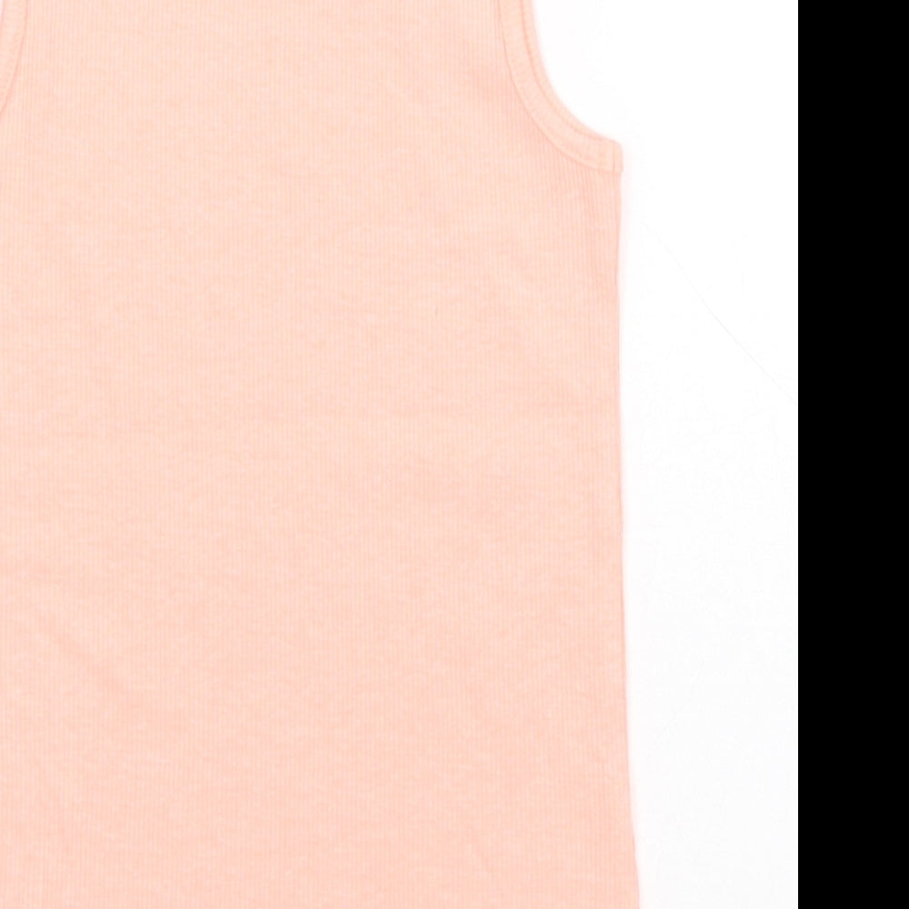 NEXT Girls Pink  Cotton Basic Tank Size 7 Years Round Neck