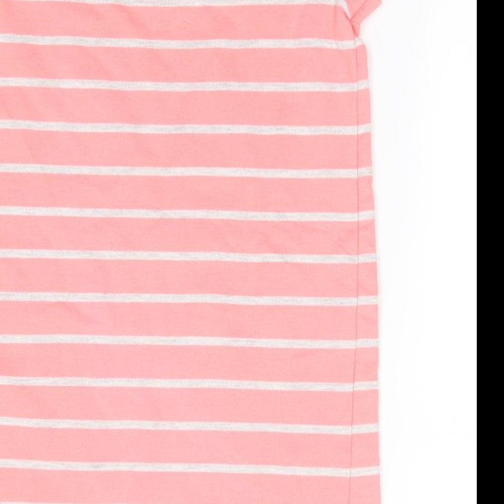 Vertbaudet Girls Pink Striped Cotton Pencil Dress  Size 8 Years  Round Neck