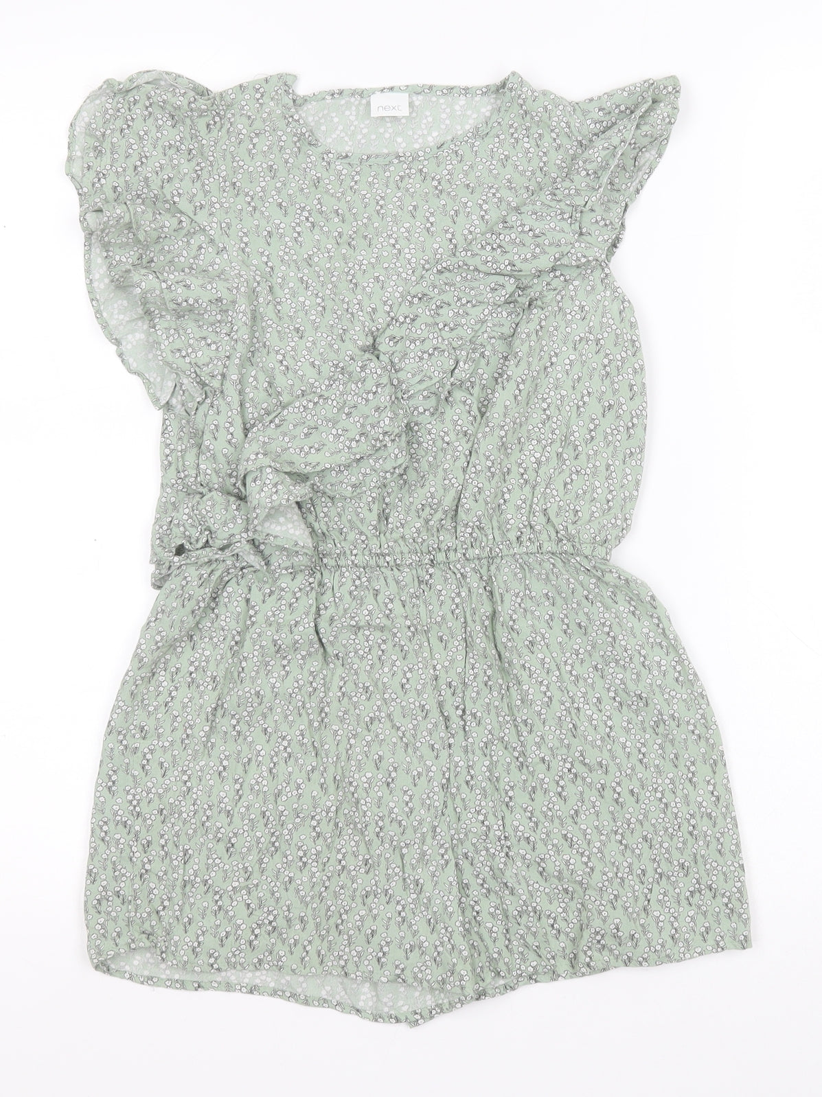 NEXT Girls Green Floral Viscose Jumpsuit One-Piece Size 8 Years