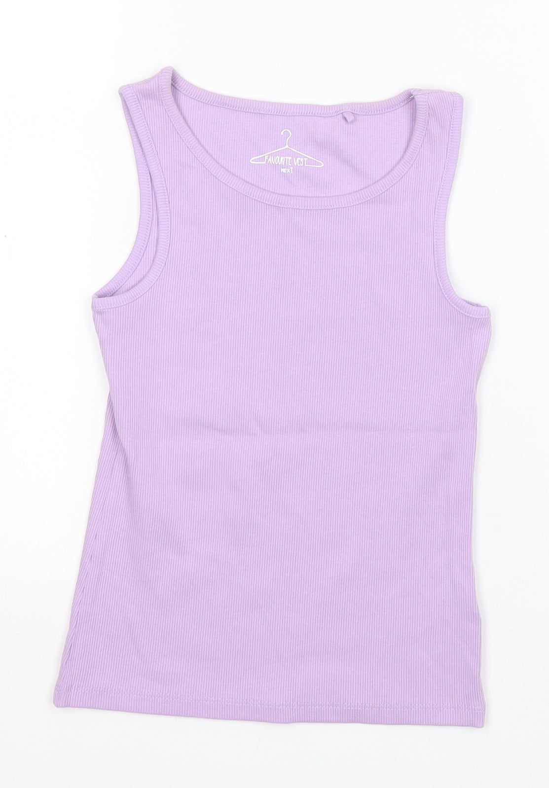 NEXT Girls Blue Striped Cotton Basic Tank Size 7 Years Round Neck