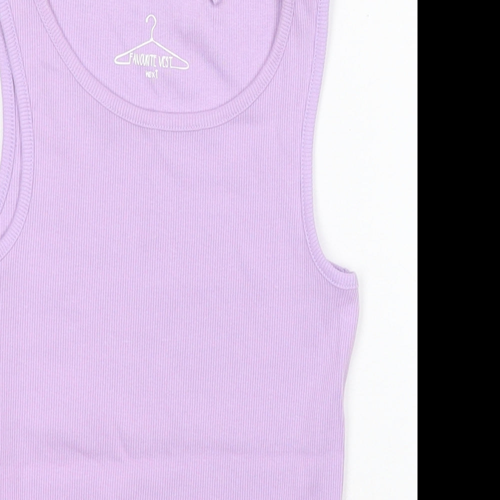 NEXT Girls Blue Striped Cotton Basic Tank Size 7 Years Round Neck