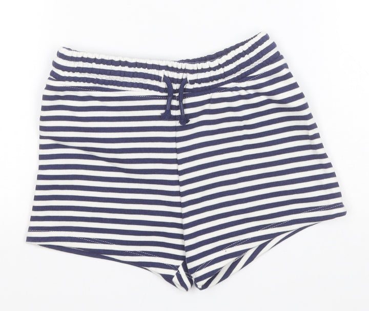 NEXT Girls Blue Striped Cotton Sailor Shorts Size 7 Years Regular