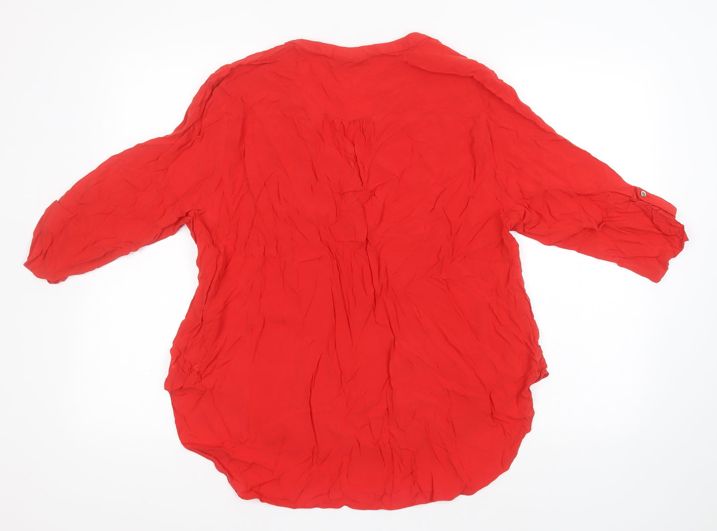 Canda Womens Red   Basic T-Shirt  V-Neck