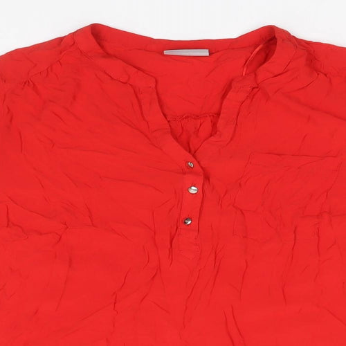 Canda Womens Red   Basic T-Shirt  V-Neck