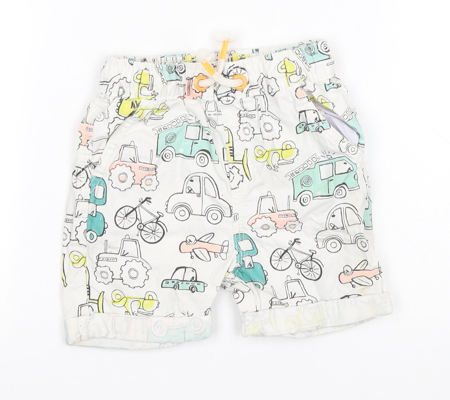 George Baby White Geometric Cotton Cargo Leggings Size 18-24 Months   - Vehicles