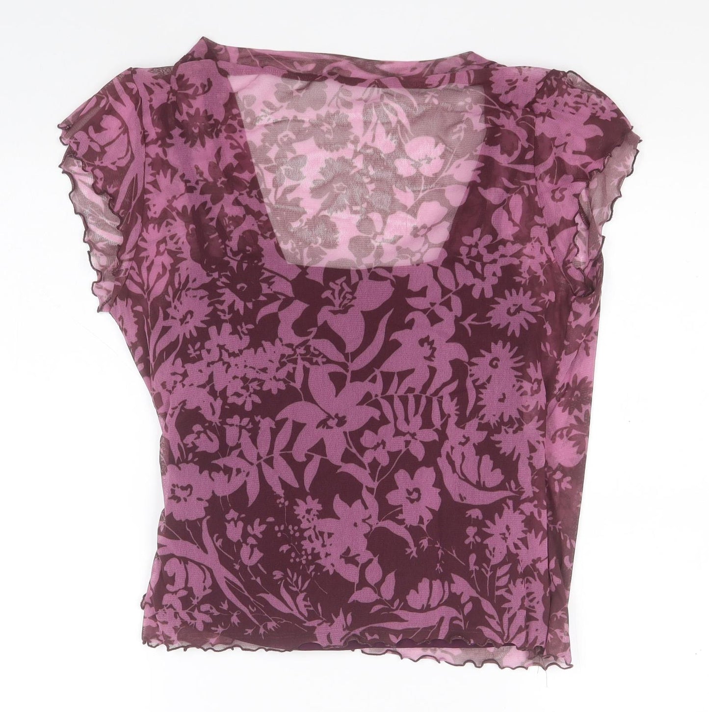 Debenhams Womens Blue Floral Nylon Basic Tank Size 16 Round Neck