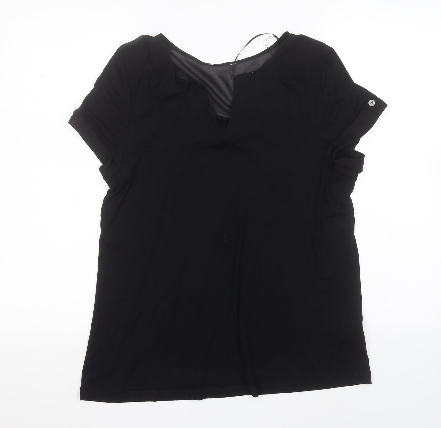 F&F Womens Black  Viscose Basic T-Shirt Size 14 Round Neck