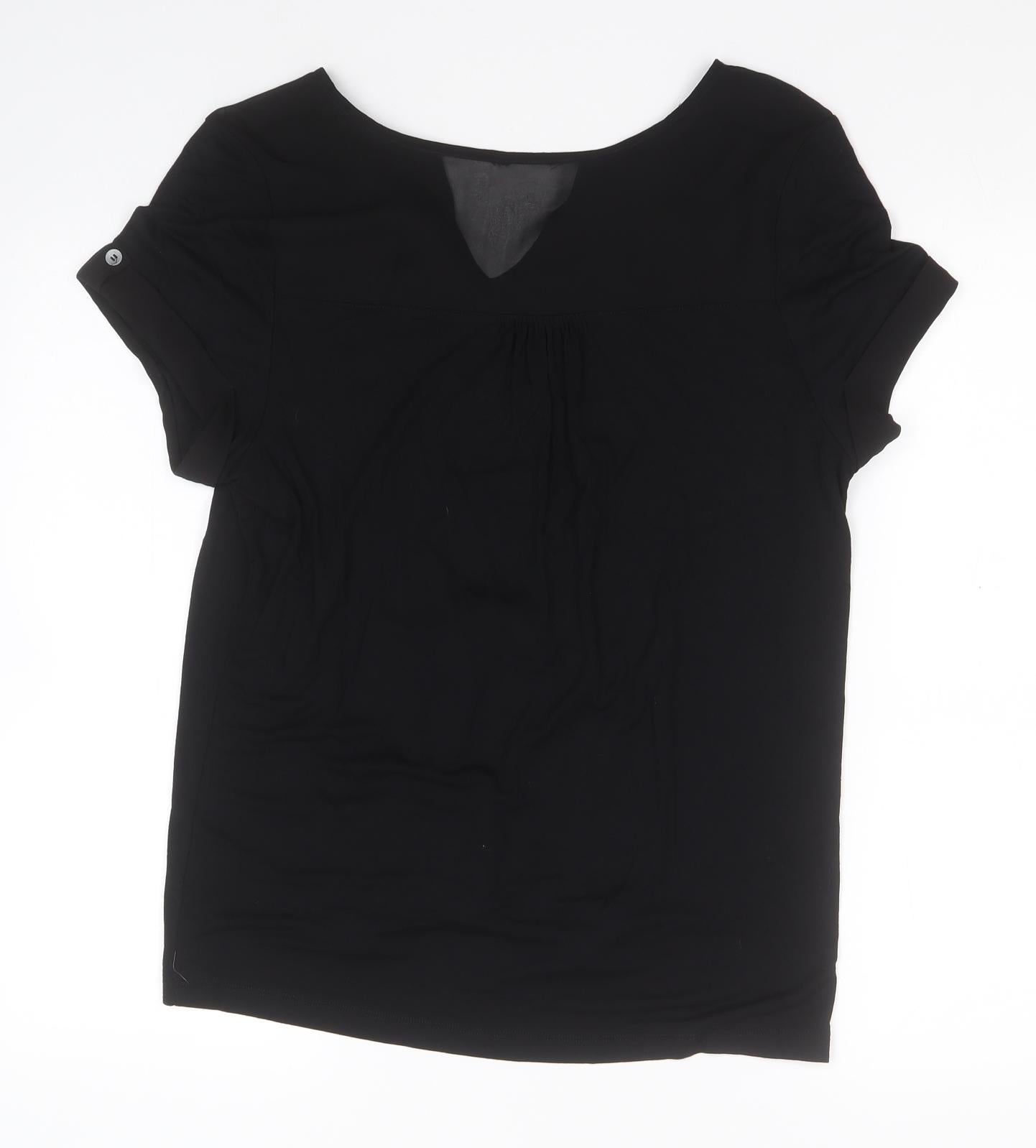 F&F Womens Black  Viscose Basic T-Shirt Size 14 Round Neck