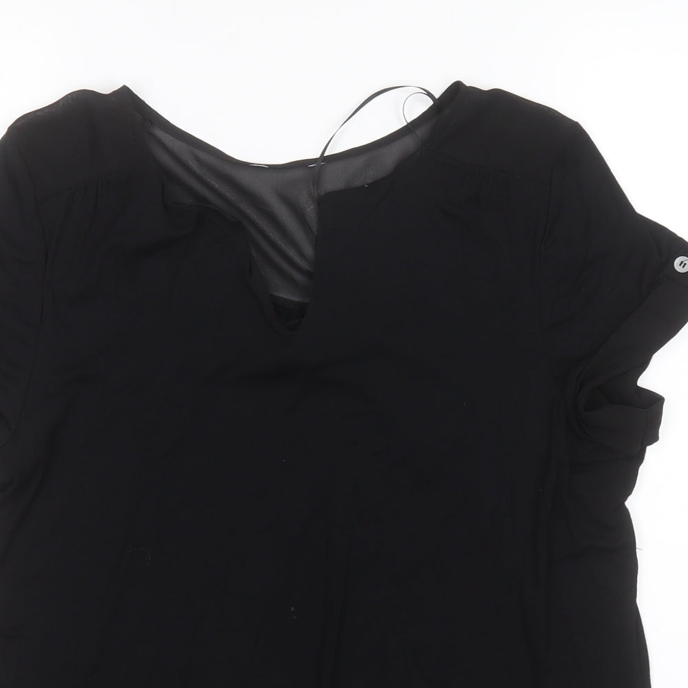 F&F Womens Black  Viscose Basic T-Shirt Size 14 Round Neck