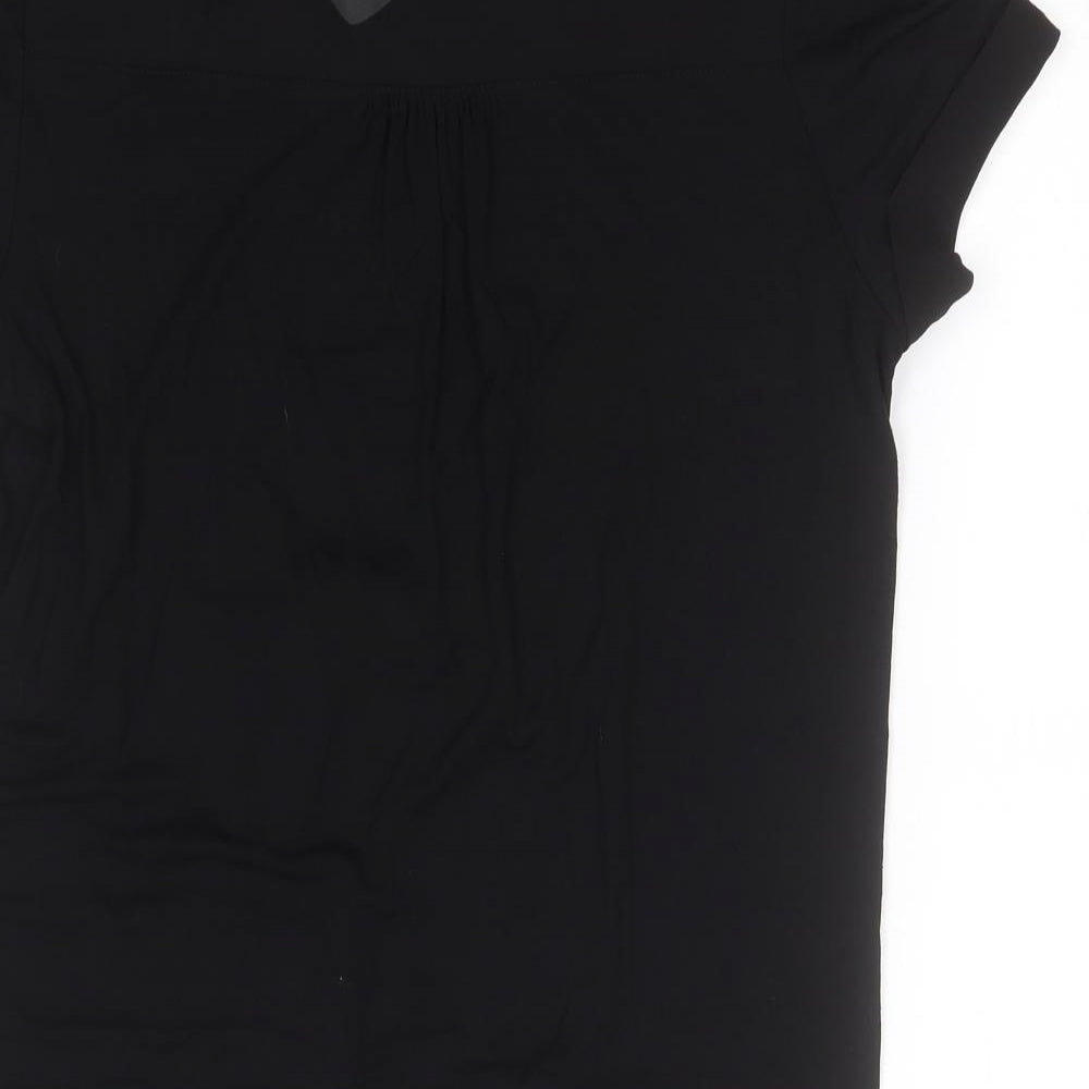 F&F Womens Black  Viscose Basic T-Shirt Size 14 Round Neck