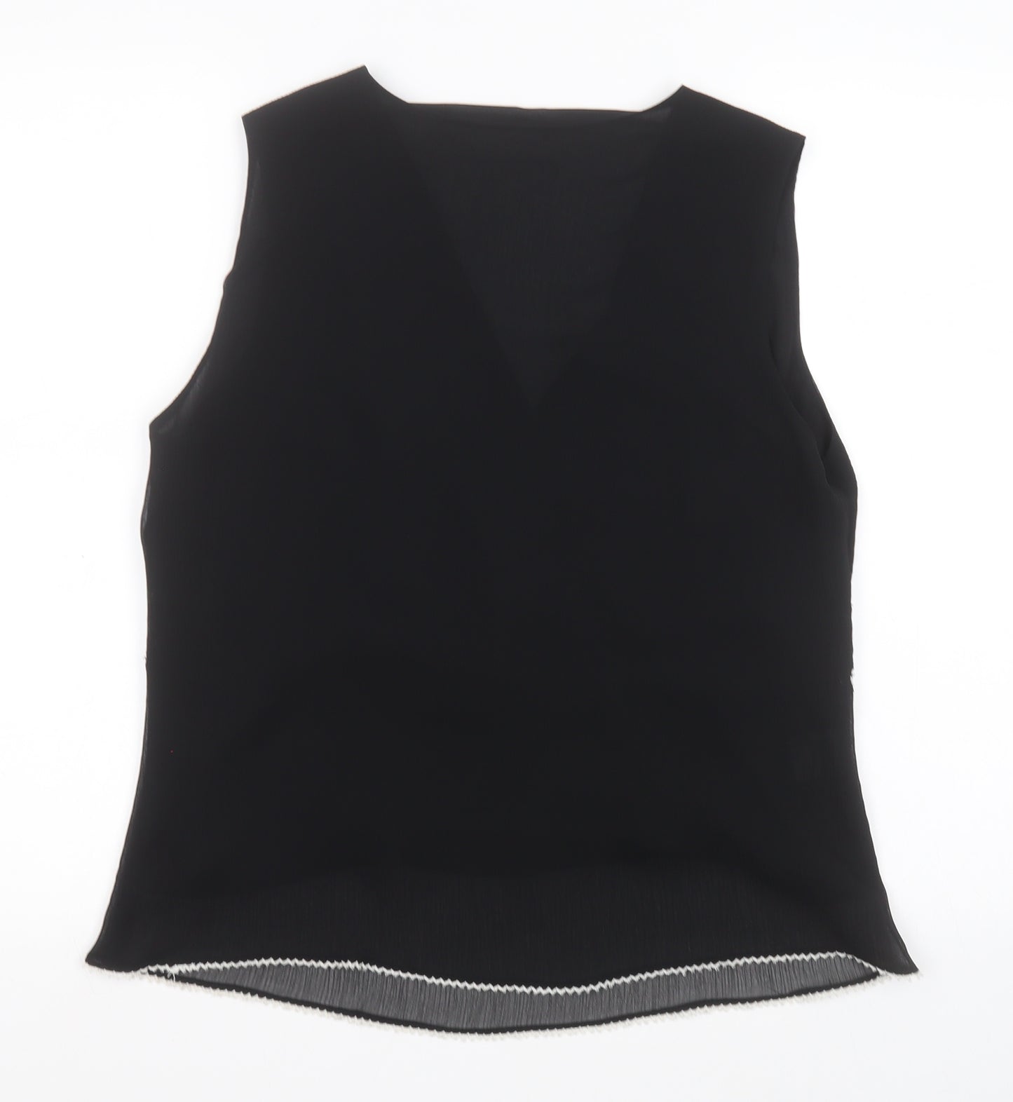 AMARANTO Womens Black  Polyester Basic Blouse Size 16 V-Neck