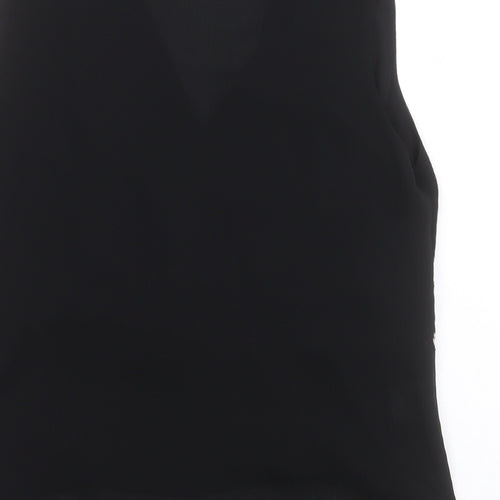 AMARANTO Womens Black  Polyester Basic Blouse Size 16 V-Neck