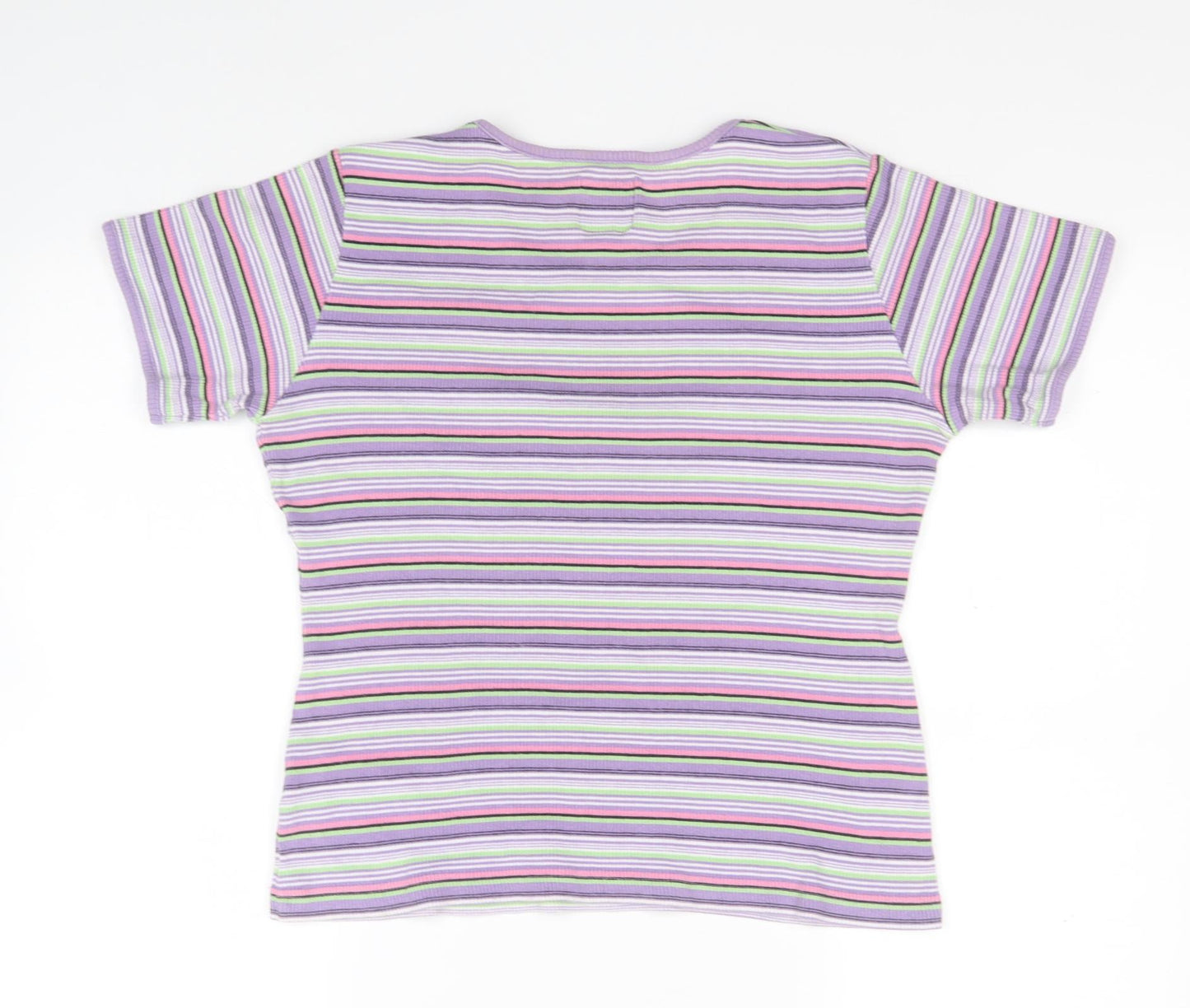The Trader Womens Multicoloured Round Neck Striped Cotton Pullover Jumper Size L