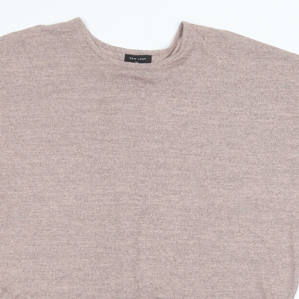 New Look Womens Grey  Polyester Basic T-Shirt Size M Round Neck