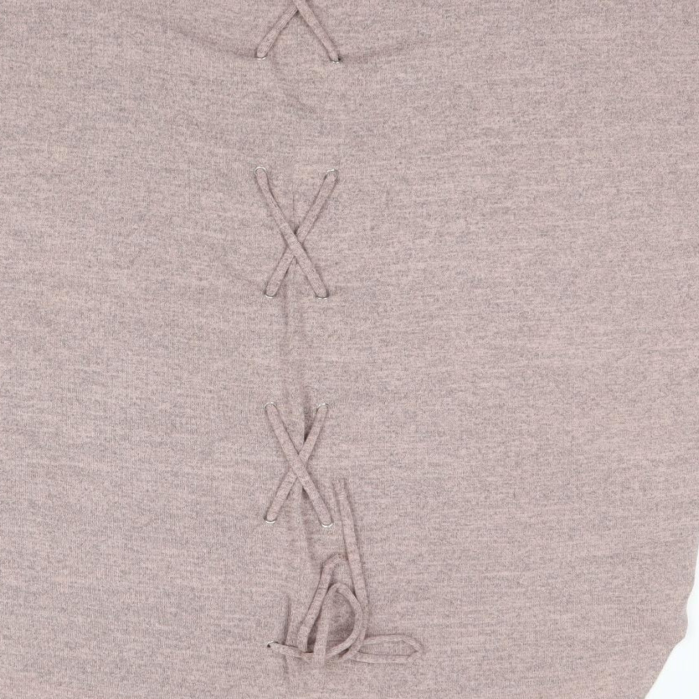 New Look Womens Grey  Polyester Basic T-Shirt Size M Round Neck