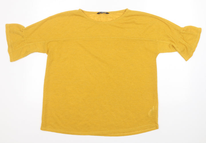 Debenhams Womens Orange Round Neck Polyester Pullover Jumper Size 16