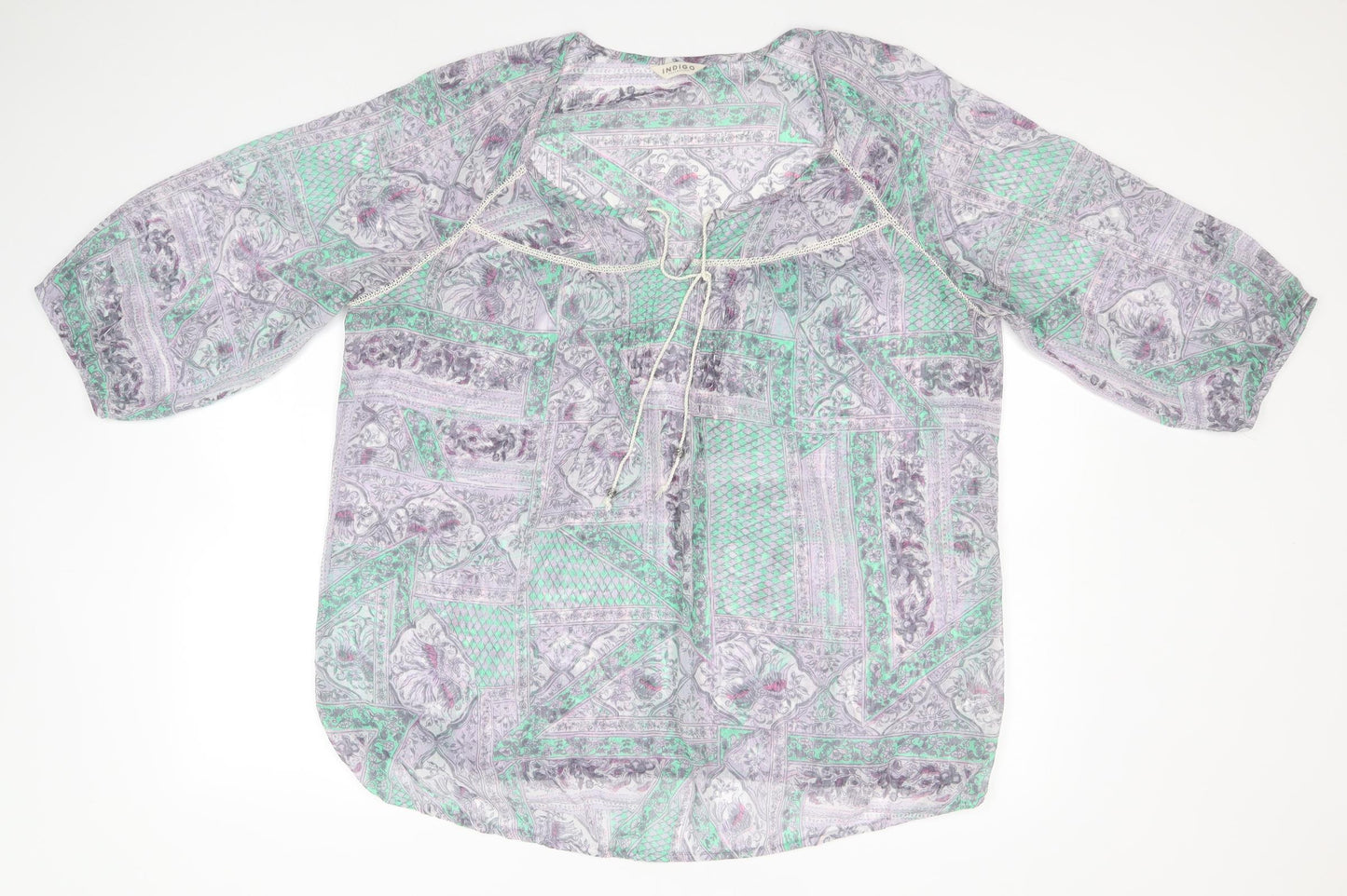 Indigo Womens Multicoloured Floral Polyester Basic Blouse Size 20 Round Neck