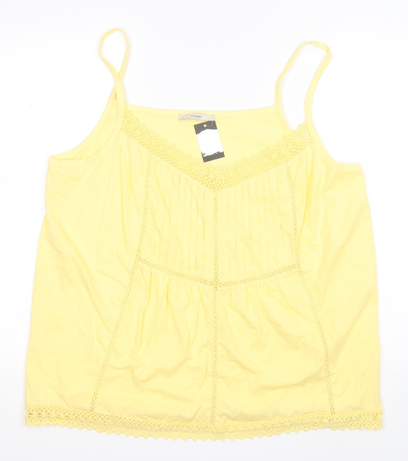 George Womens Yellow  Cotton Basic Tank Size 18 V-Neck