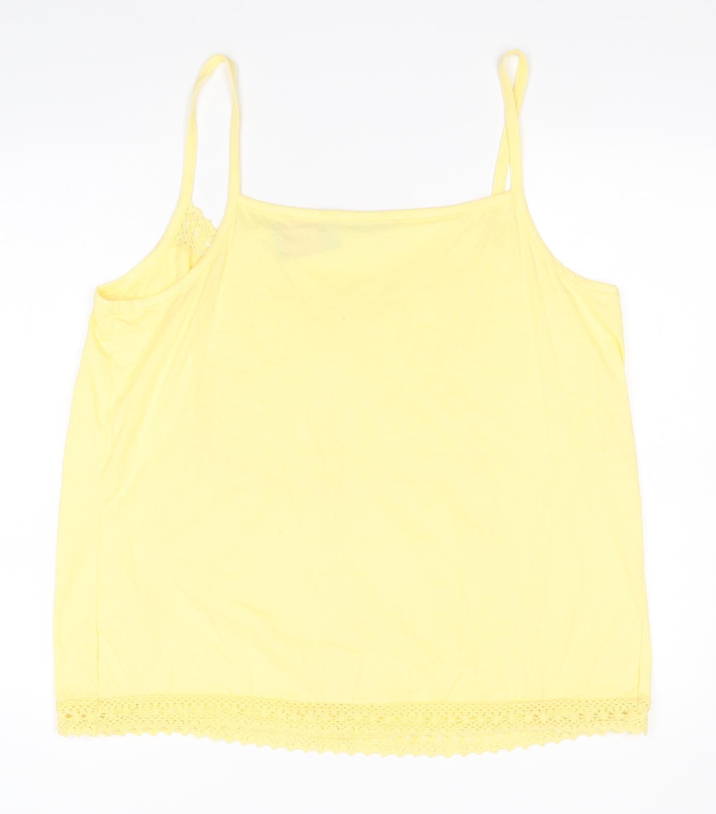 George Womens Yellow  Cotton Basic Tank Size 18 V-Neck