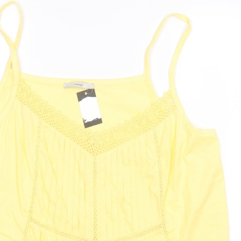 George Womens Yellow  Cotton Basic Tank Size 18 V-Neck