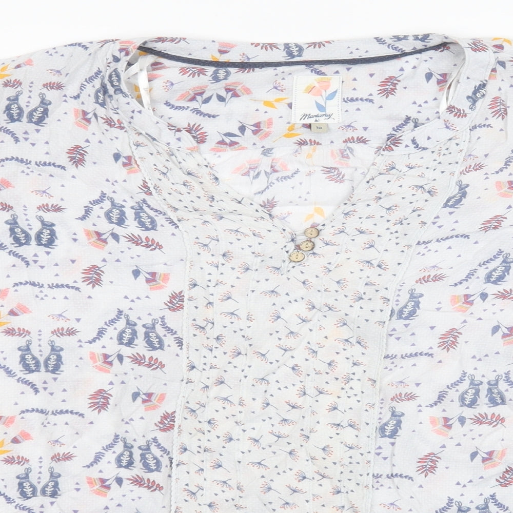 Debenhams Womens Green Floral Viscose Basic T-Shirt Size 18 V-Neck