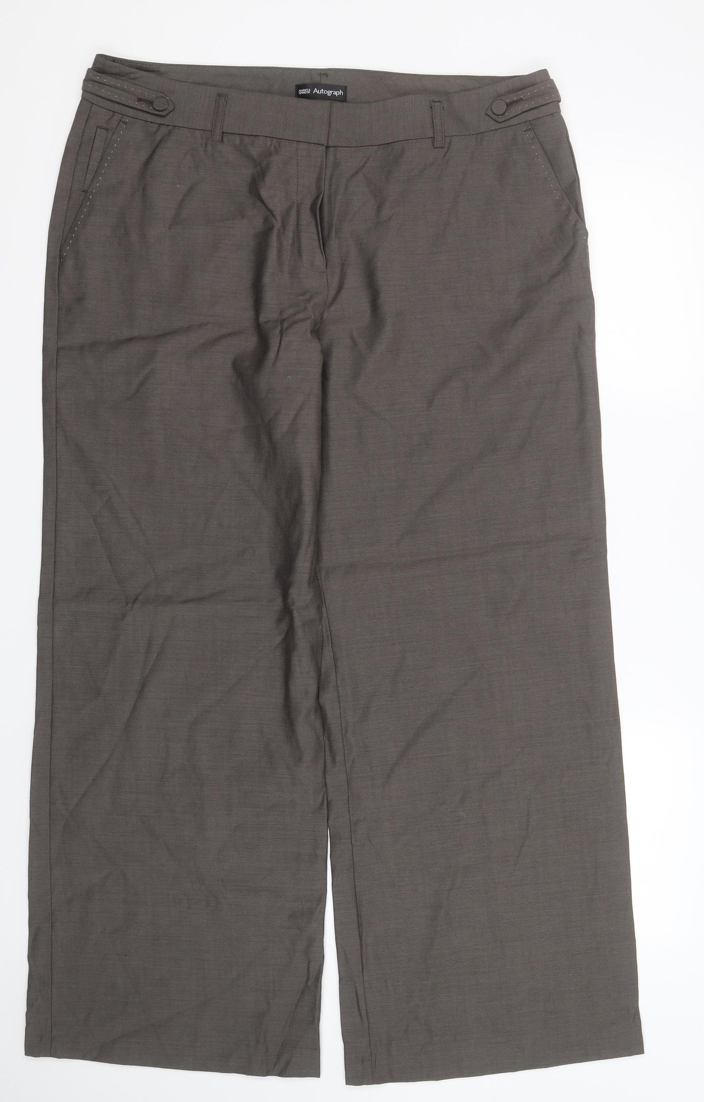 Autograph Womens Brown  Wool Trousers  Size 18 L30 in Regular