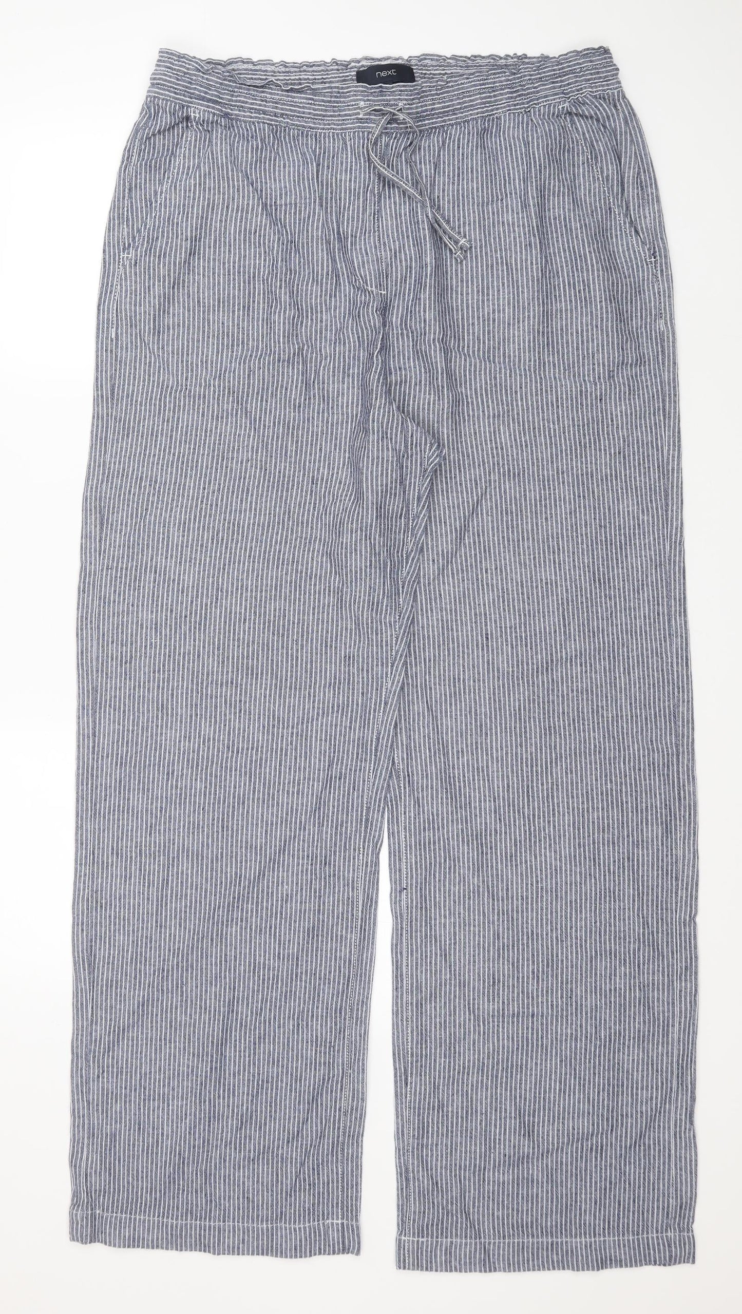 NEXT Womens Blue Striped Linen  Pyjama Pants Size 16