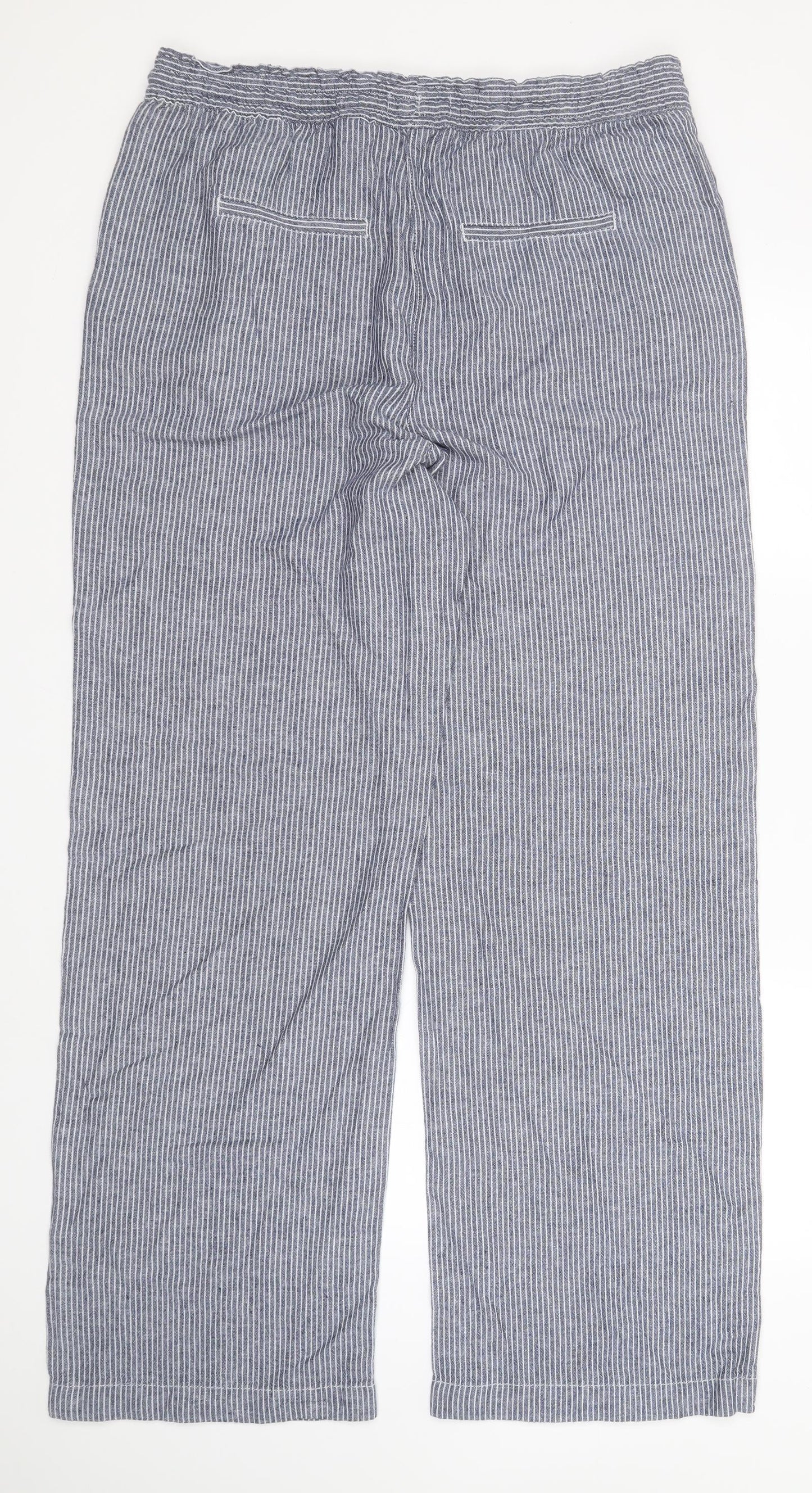 NEXT Womens Blue Striped Linen  Pyjama Pants Size 16