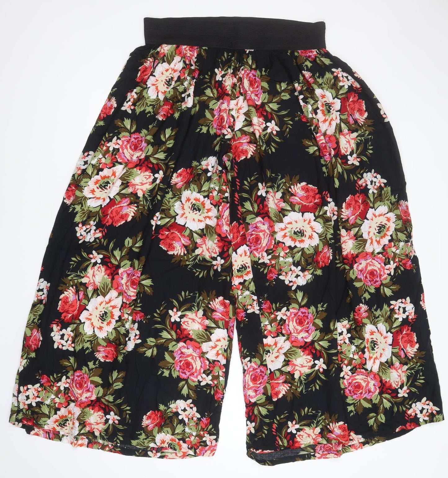 Papaya Womens Black Floral Viscose Trousers  Size 18 L29 in Regular
