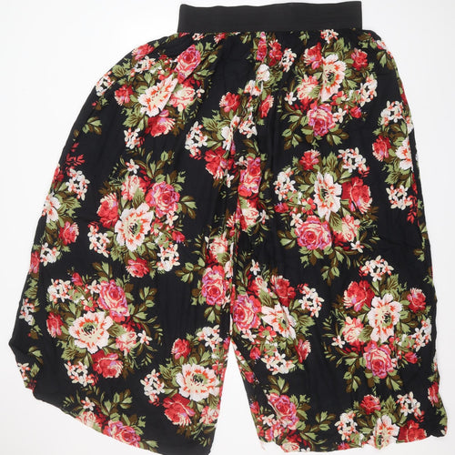 Papaya Womens Black Floral Viscose Trousers  Size 18 L29 in Regular