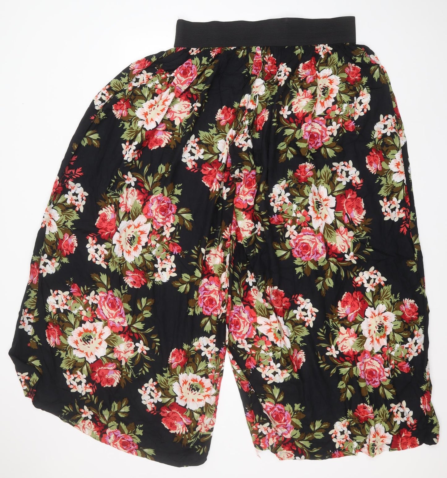 Papaya Womens Black Floral Viscose Trousers  Size 18 L29 in Regular