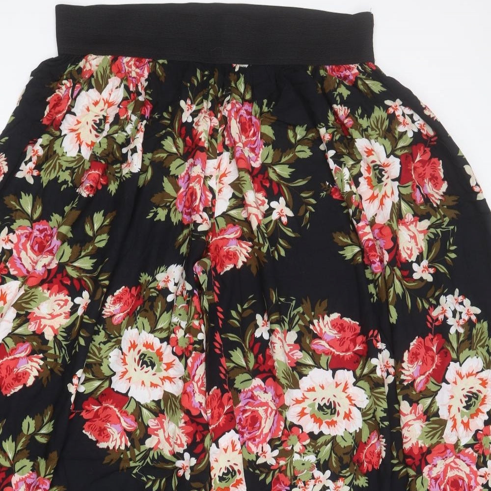 Papaya Womens Black Floral Viscose Trousers  Size 18 L29 in Regular