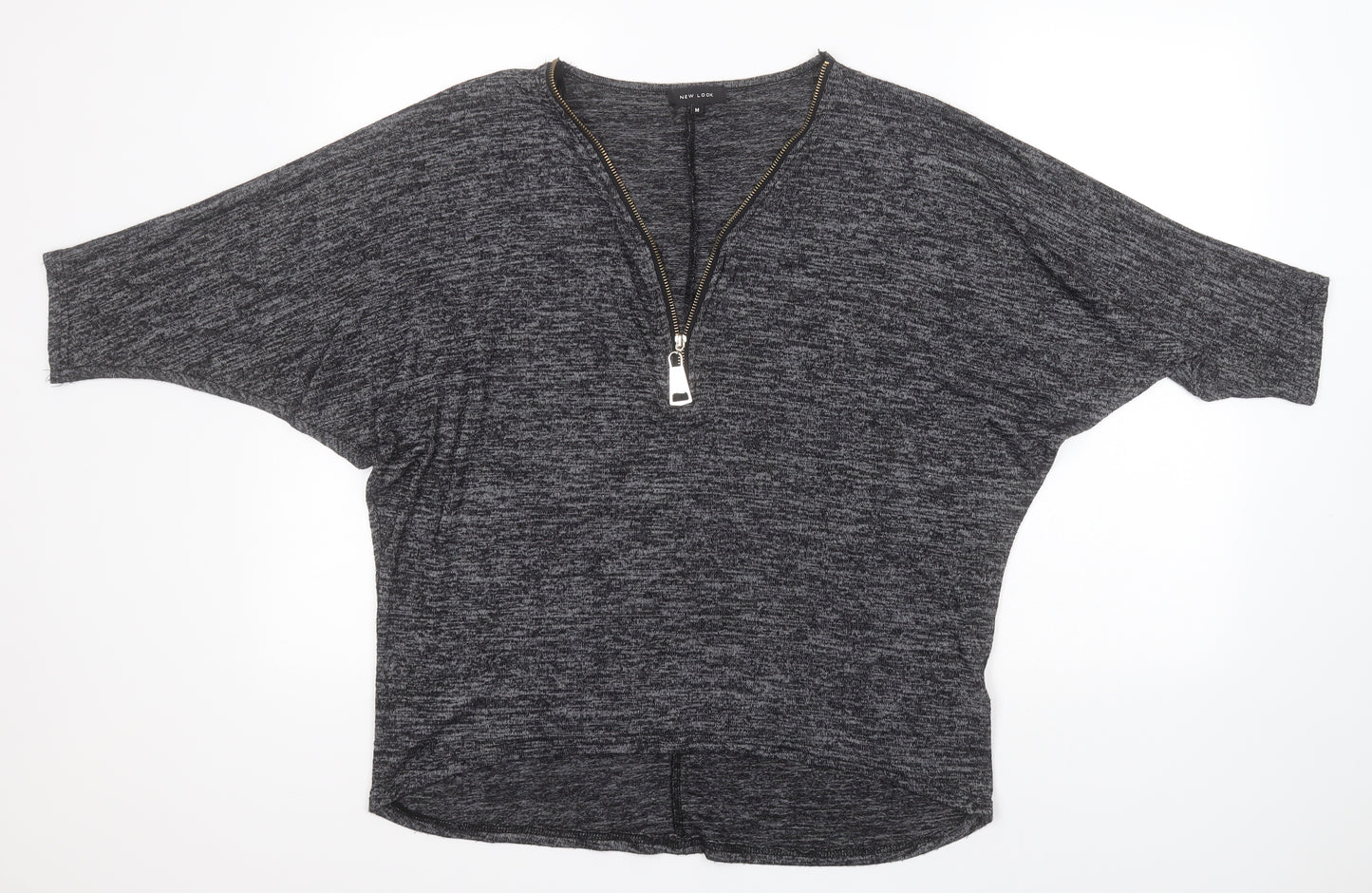 New Look Womens Grey Crew Neck  Viscose Pullover Jumper Size M
