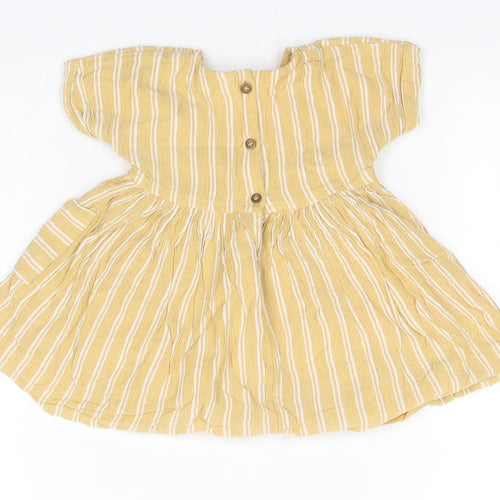 NEXT Girls Orange Striped Viscose A-Line  Size 3-6 Months  Round Neck