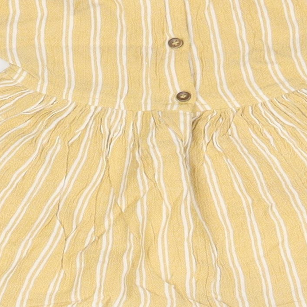 NEXT Girls Orange Striped Viscose A-Line  Size 3-6 Months  Round Neck
