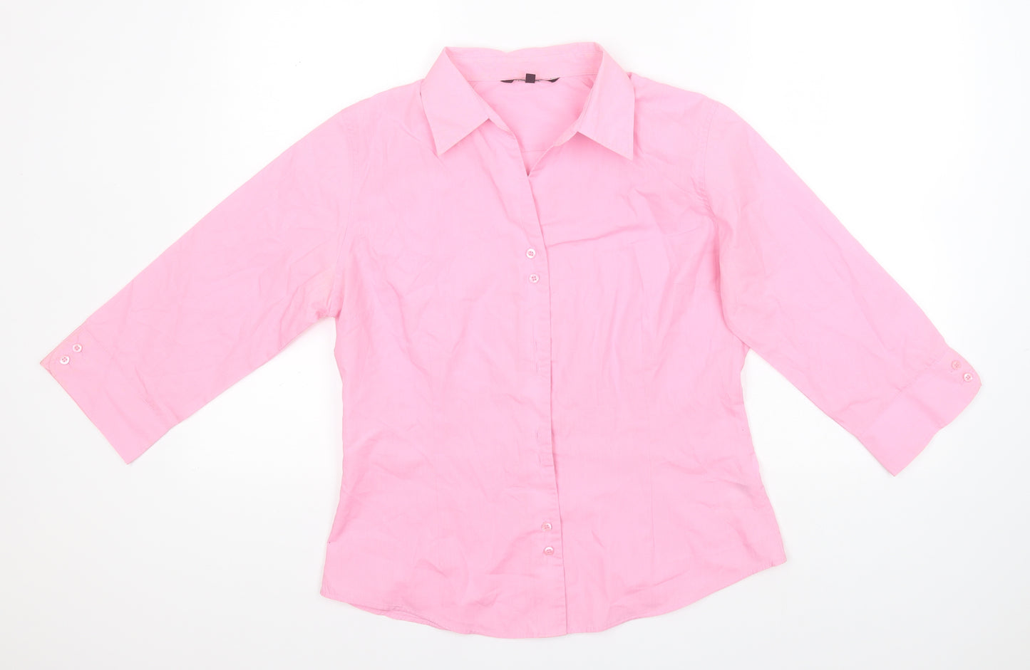 Dunnes Stores Womens Pink  Polyester Basic Button-Up Size 14 Collared
