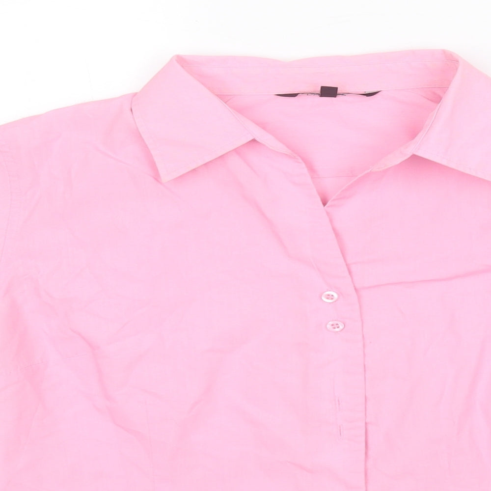 Dunnes Stores Womens Pink  Polyester Basic Button-Up Size 14 Collared
