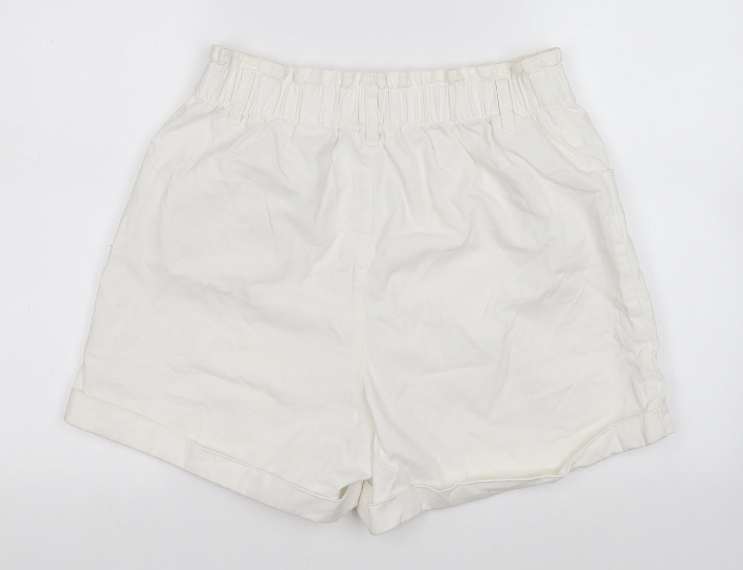 H&M Womens White  Cotton Cargo Shorts Size M L3 in Regular