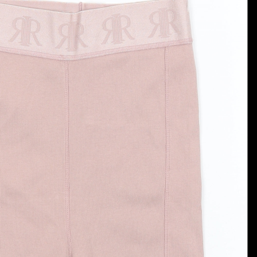 River Island Womens Pink Striped Cotton Compression Shorts Size 12 L6 in Regular