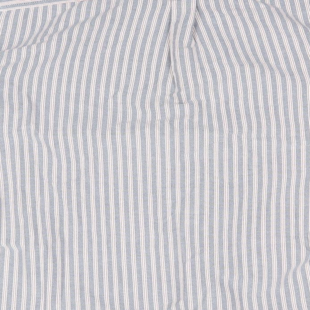 Marks and Spencer Mens Blue Striped Cotton  Button-Up Size M Collared