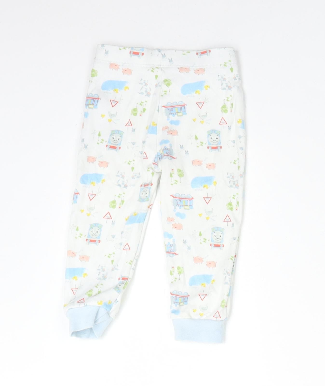 Thomas & Friends Boys White Solid Cotton  Pyjama Pants Size 6-9 Months   - THOMAS THE TANK ENGINE