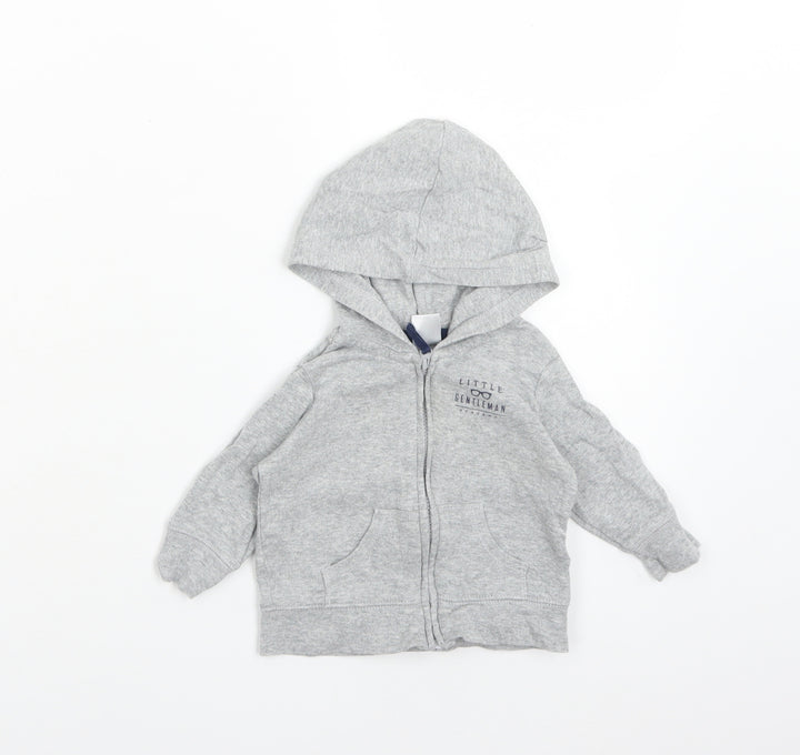 CARTERS Boys Grey  Cotton Full Zip Jumper Size 3-6 Months   - LITTLE GENTLEMAN