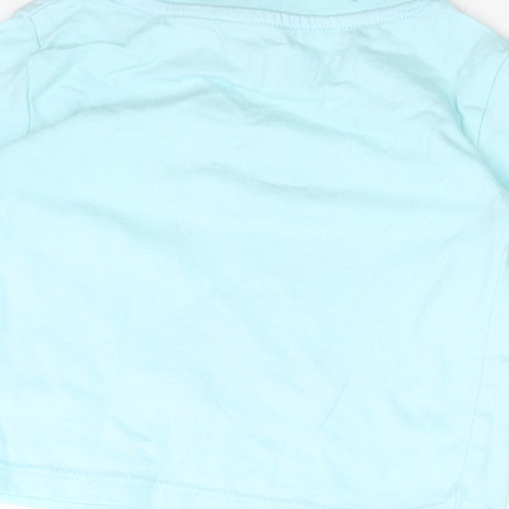 Peacocks Boys Blue  Cotton Basic T-Shirt Size 3-6 Months Round Neck  - BABY SHARK