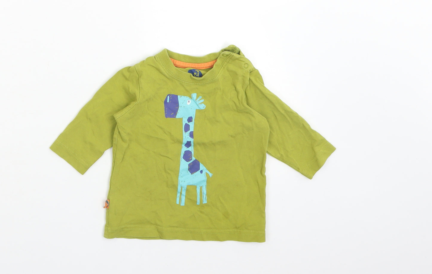 NEXT Boys Green  Cotton Basic T-Shirt Size 3-6 Months Crew Neck  - GIRAFFE