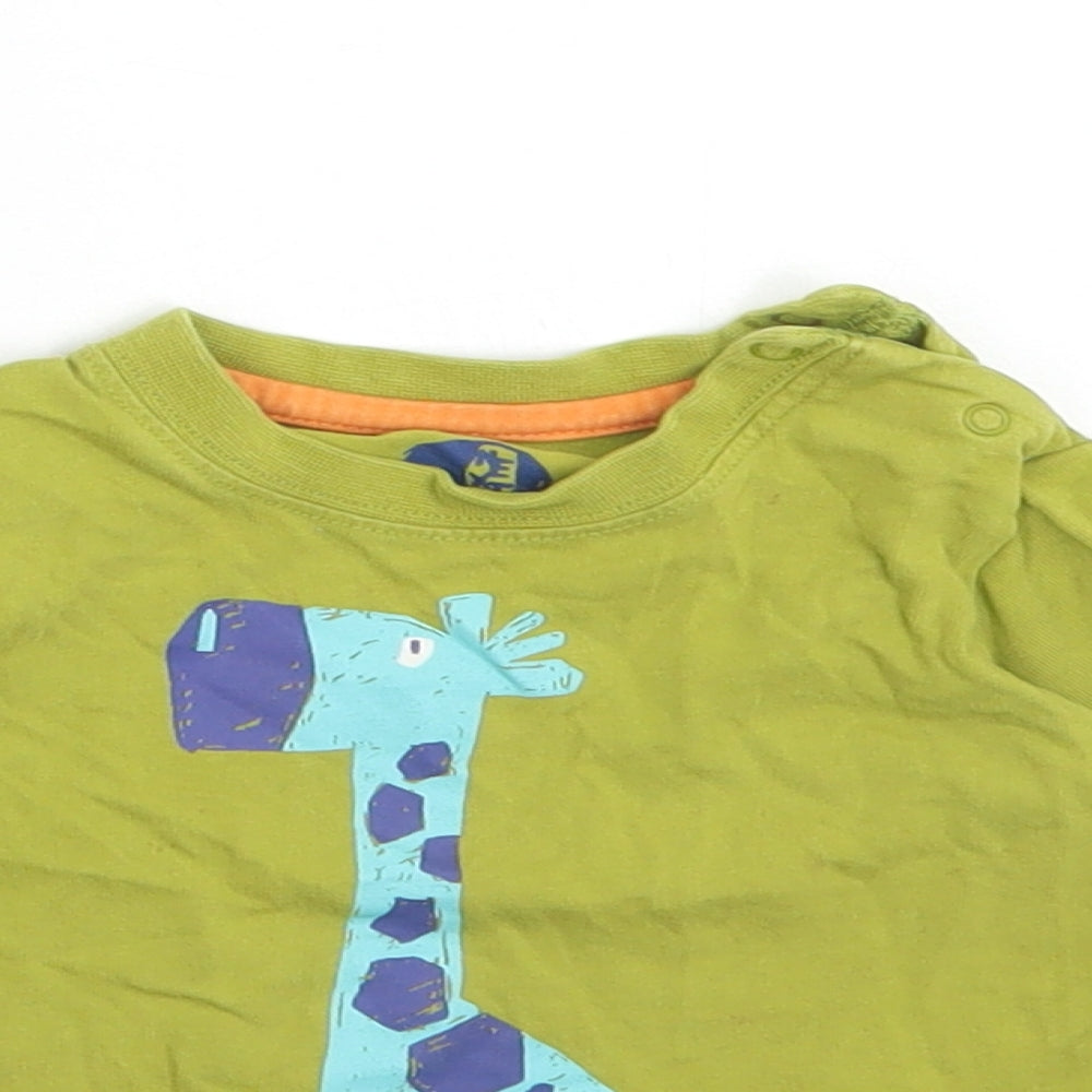NEXT Boys Green  Cotton Basic T-Shirt Size 3-6 Months Crew Neck  - GIRAFFE