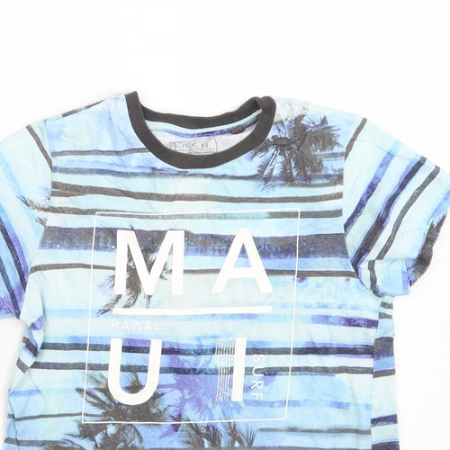 NEXT Boys Multicoloured Striped Cotton Basic T-Shirt Size 9 Years Round Neck  - MAUI. HAWAII