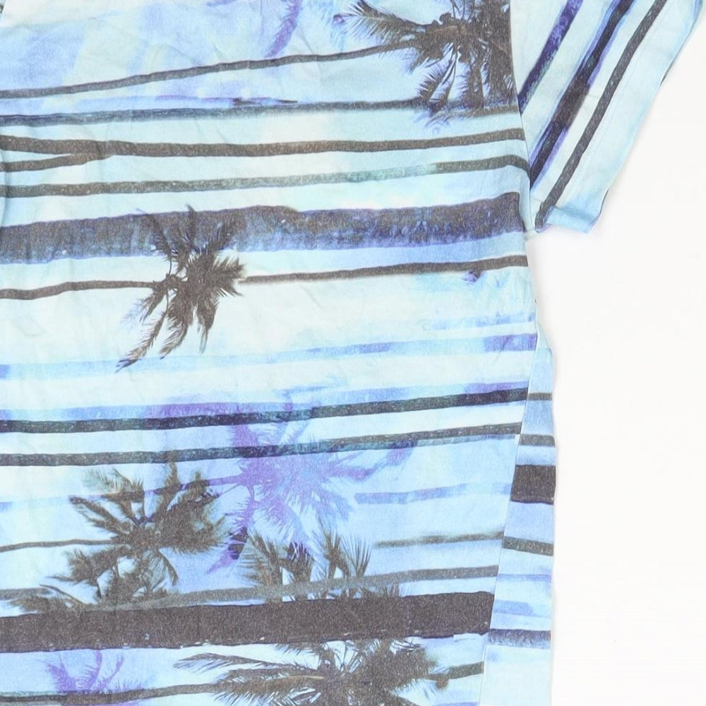 NEXT Boys Multicoloured Striped Cotton Basic T-Shirt Size 9 Years Round Neck  - MAUI. HAWAII
