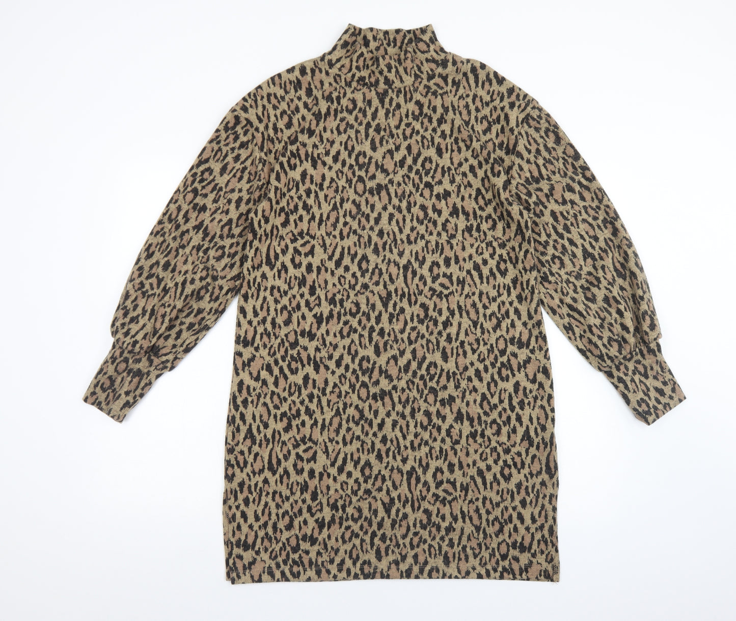 F&F Womens Multicoloured Animal Print Polyester A-Line  Size 12  Mock Neck